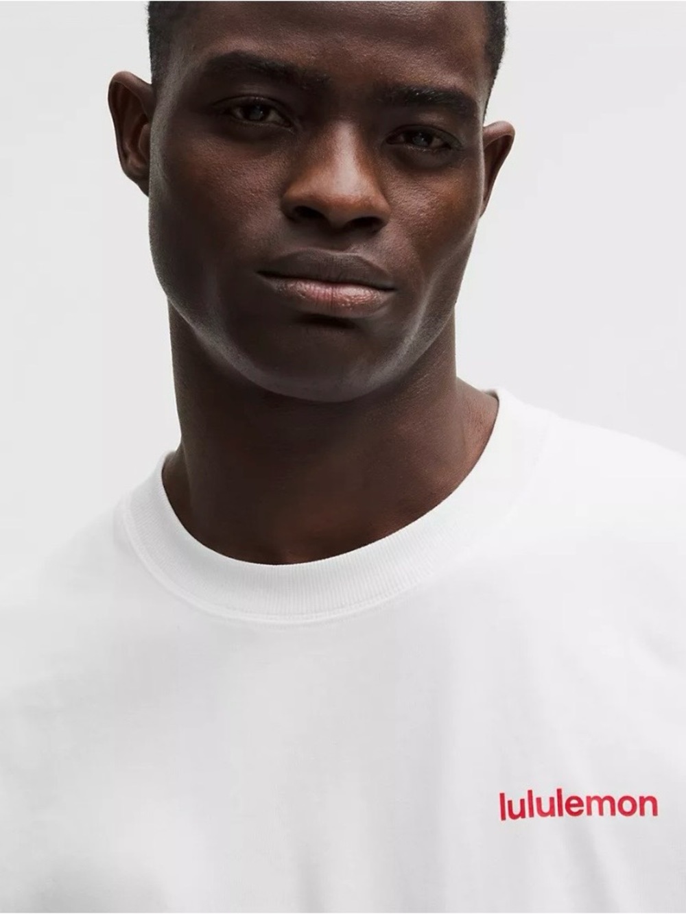 lululemon athletica Men’s White Crewneck Tee with Red Logo